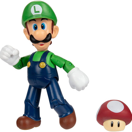 SUPER MARIO 4-Inch Acation Figures Luigi with Red Mushroom