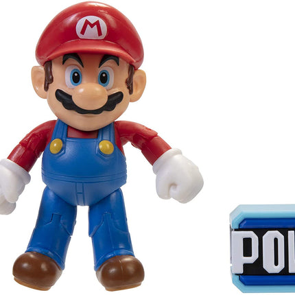 SUPER MARIO Collectible Mario 4" Poseable Articulated Action Figure with POW Accessory