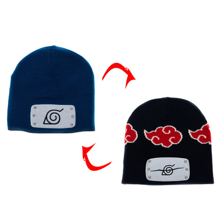Naruto Shippuden: Leaf & Anti-Leaf Village Akatsuki Clouds Reversible Beanie Hat