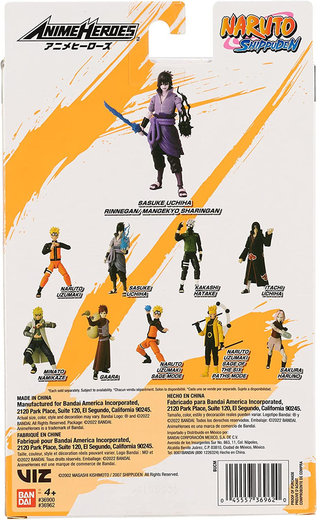 Anime Heroes Naruto Sasuke Uchiha (Rinnegan/Mangekyo Sharingan) Action Figure, Naruto Wave 1