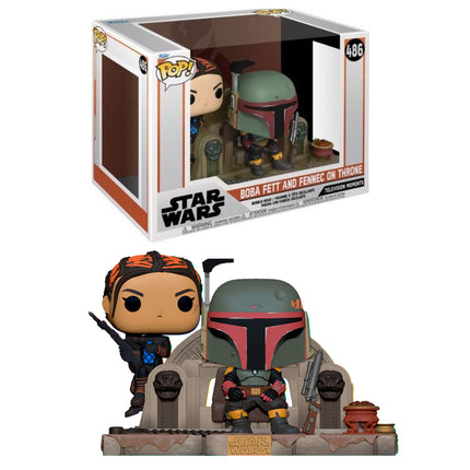 Funko Pop! Star Wars Moment #486: The Mandalorian - Boba Fett & Fennec Shand on Throne