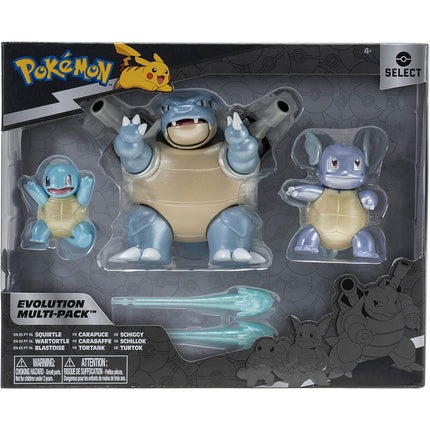 Pokemon Select Evolution 3 Pack - Features 2-Inch Squirtle, 3-Inch Wartortle & 4.5-Inch Blastoise Battle Figures