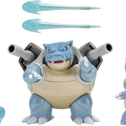 Pokemon Select Evolution 3 Pack - Features 2-Inch Squirtle, 3-Inch Wartortle & 4.5-Inch Blastoise Battle Figures