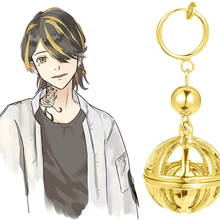 Tokyo Revengers Kazutora Hanemiya Single Earring Golden, Anime Drop Dangle Earring