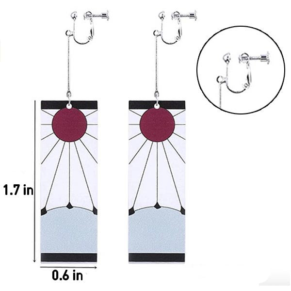 Demon Slayer Tanjiro Kamado (CLIP-ON) Earrings "SMALL" (Acrylic)