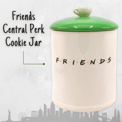 Silver Buffalo Friends Central Perk Logo Ceramic Cookie Jar, Large, White/Green