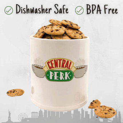 Silver Buffalo Friends Central Perk Logo Ceramic Cookie Jar, Large, White/Green