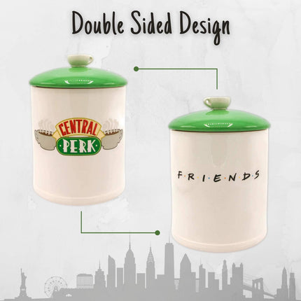 Silver Buffalo Friends Central Perk Logo Ceramic Cookie Jar, Large, White/Green