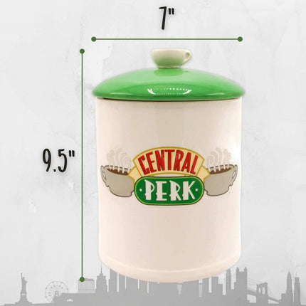 Silver Buffalo Friends Central Perk Logo Ceramic Cookie Jar, Large, White/Green