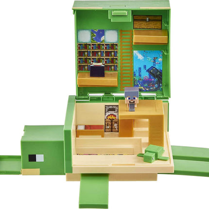 Minecraft Transforming Turtle Hideout, Authentic Pixelated Video-Game Role Play, Electronic, Action Toy to Create, Explore and Survive, Steve, Turtle