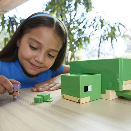 Minecraft Transforming Turtle Hideout, Authentic Pixelated Video-Game Role Play, Electronic, Action Toy to Create, Explore and Survive, Steve, Turtle