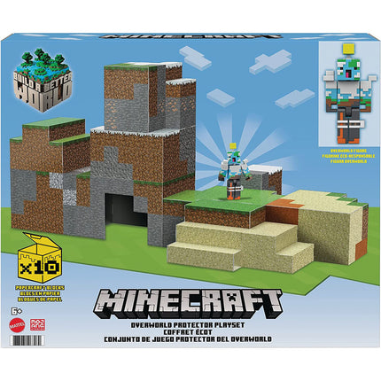 Minecraft Overworld Protector Playset, Accessories and Papercraft Blocks, Creative, Building Toy Set for Kids Ages 6 Years and Older