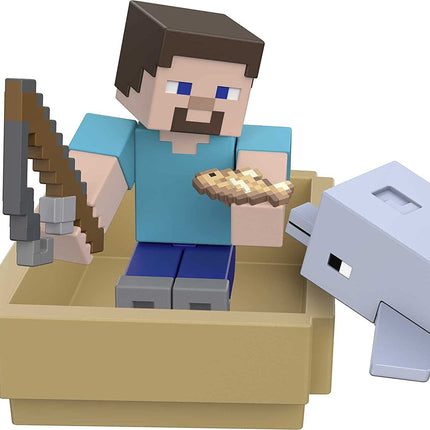Minecraft Treasure Hunt Adventure Pack Figures, Accessories and Papercraft Blocks, Complete Play in a Box
