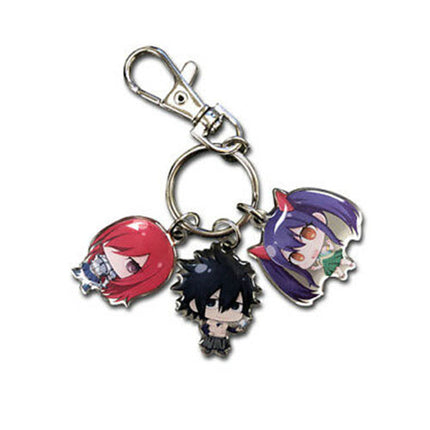 Fairy Tail Authentic Anime Group Keychain SD Erza Gray & Wendy