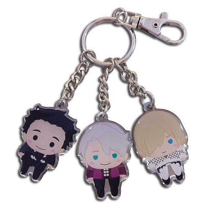 Yuri!!! On Ice Key Chain - SD Yurio, Yuri & Victor Pinched Metal