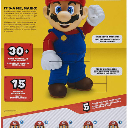 SUPER MARIO It's-A Me, Mario! Collectible Action Figure, Talking Posable Mario Figure, 30+ Phrases and Game Sounds – 12 Inches Tall