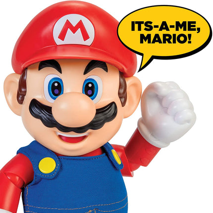 SUPER MARIO It's-A Me, Mario! Collectible Action Figure, Talking Posable Mario Figure, 30+ Phrases and Game Sounds – 12 Inches Tall