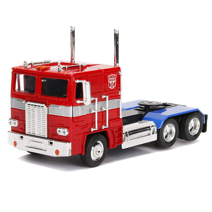 Jada Toys 1:24 Scale Transformers G1 Optimus Prime Truck with Robot on Chassis Die-cast Car