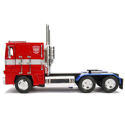 Jada Toys 1:24 Scale Transformers G1 Optimus Prime Truck with Robot on Chassis Die-cast Car