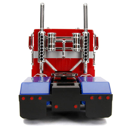 Jada Toys 1:24 Scale Transformers G1 Optimus Prime Truck with Robot on Chassis Die-cast Car